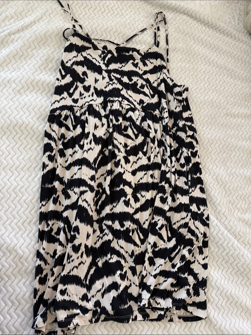 Old Navy Black and White Animal Print Spaghetti Strap Dress